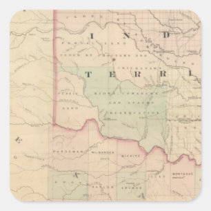 Indisches Gebiet und Texas, Nordwestteil Quadratischer Aufkleber