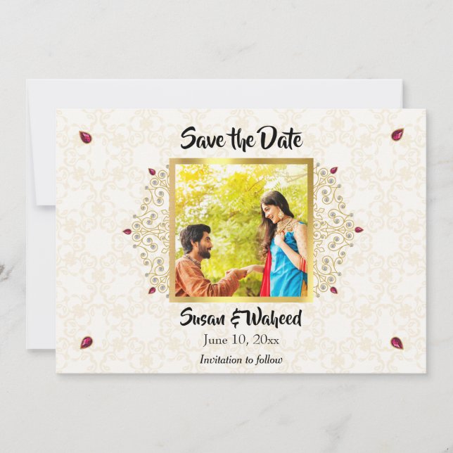 Indisches Hindu-Foto Save the Date (Vorderseite)