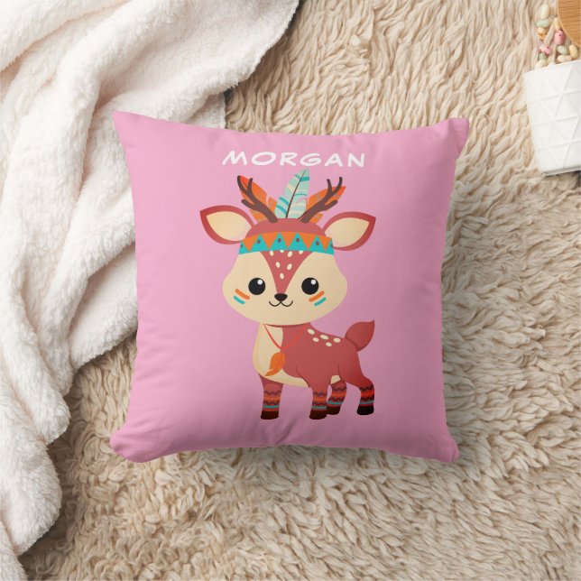 Indisches Hirsch, Name oder Nachricht, rosa Kissen (Decke)