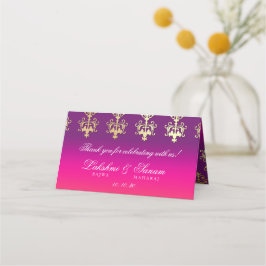 Indisches Hochzeitrosa Lila Orange Platzkarte