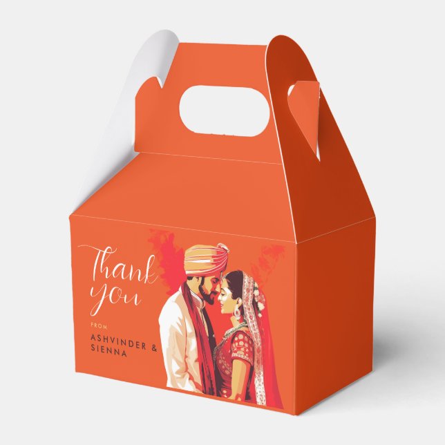 Indisches Hochzeitspaar Save the Date Geschenkschachtel (Vorderseite)