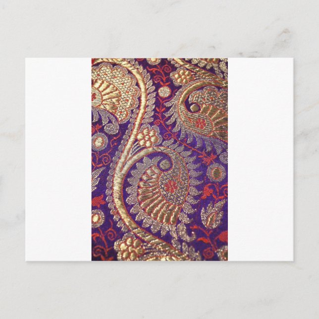 INDISCHES KLASSISCHES ZARI-DESIGN MIT GOLD UND SIL POSTKARTE (Vorderseite)