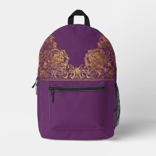 Indisches Lila Gold-Patchpaket Bedruckter Rucksack