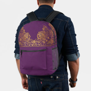 Indisches Lila Gold-Patchpaket Bedruckter Rucksack