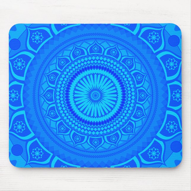 Indisches Mandala Blau Mousepad (Vorne)
