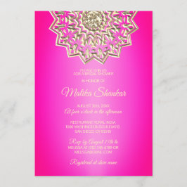 Indisches Mandala Hot Pink Gold Brautparty Einladung