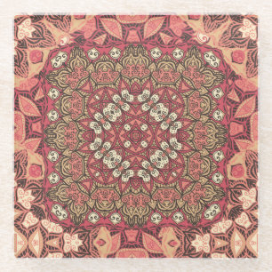 Indisches Medaillon, Boho-Ethno-Ornament Glasuntersetzer