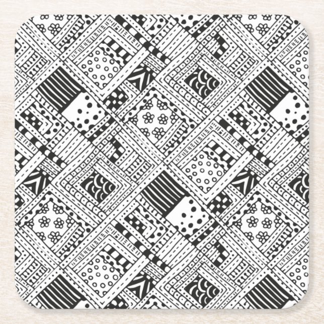 Indisches Muster-Gekritzel Rechteckiger Pappuntersetzer (Vorderseite)