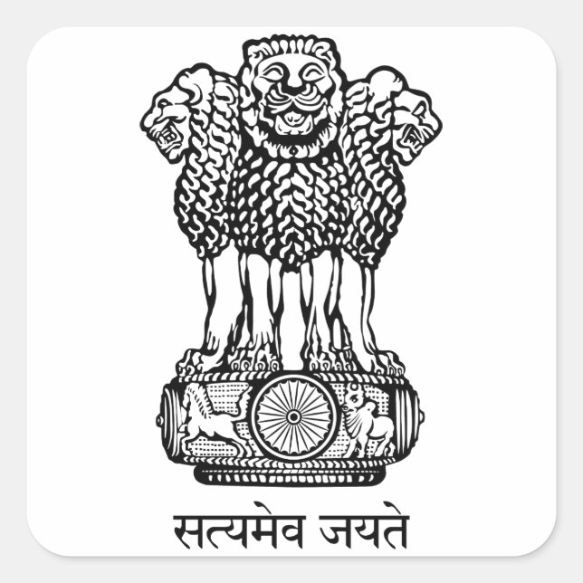 Indisches Nationalsymbol Quadratischer Aufkleber (Vorderseite)
