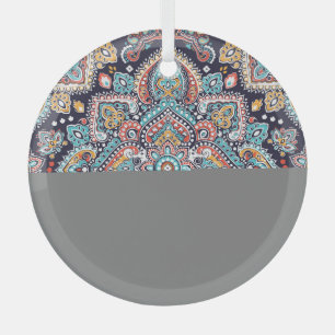 Indisches Paisley: Ethnisches Mandala-Muster Ornament Aus Glas