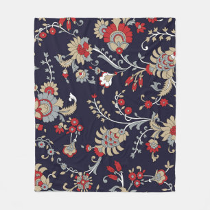 Indisches Paisley, marineblauer Hintergrund, tradi Fleecedecke