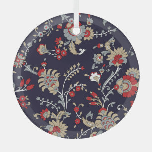 Indisches Paisley, marineblauer Hintergrund, tradi Ornament Aus Glas