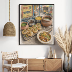Indisches Pani Puri und Chaat Street Food Poster