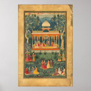 Indisches Pichwai-Kunstplakat Mughal Royal Pavilio Poster