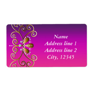 Indisches Prinzessin Lila Rosa Gold Glitzer-Etiket