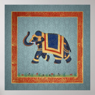 Indisches rotes Plakat Gold des blauen Graus des