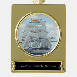Indisches Segelschulschiff Tarangini der indischen Banner-Ornament Gold