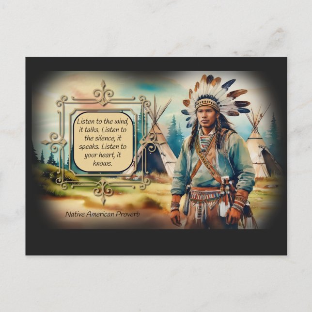 Indisches Sprichwort - dem Wind lauschen Postkarte (Vorderseite)