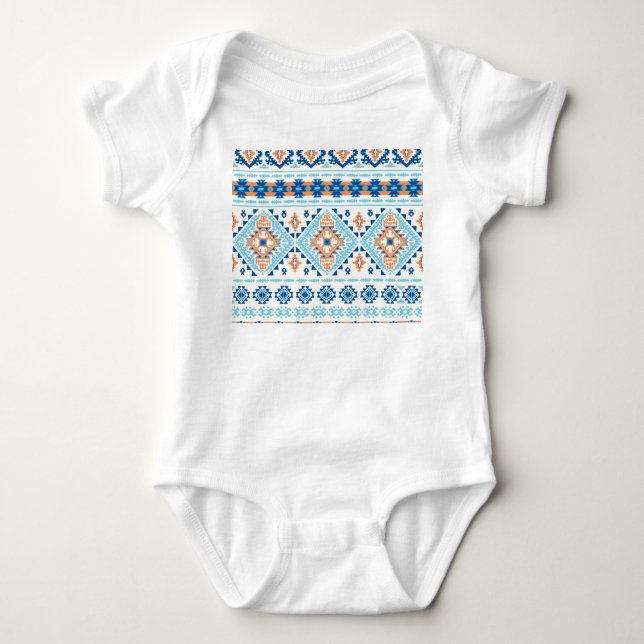 Indisches Stammes-Rug-Ornament Baby Strampler (Vorderseite)