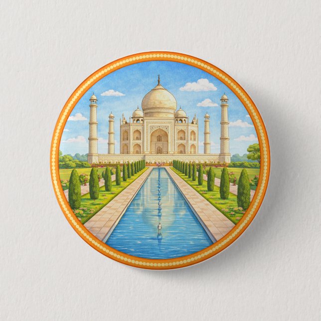 Indisches Taj Mahal Button (Vorderseite)