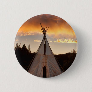 Indisches Teepee-Sonnenuntergangvertikalebild Button