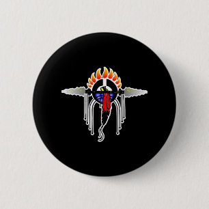 Indisches Totem-Schwarzes Button