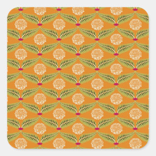 Indisches traditionelles Illustrationsmuster. Quadratischer Aufkleber