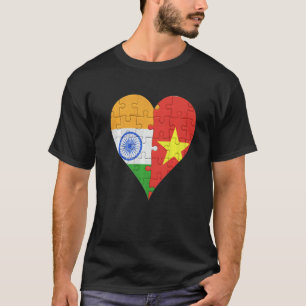 Indisches vietnamesisches Flaggenherz T-Shirt