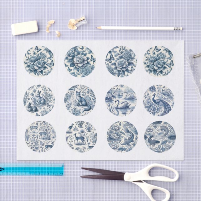 Individual Blue Chinoiserie Inspired Decoupage Seidenpapier (Handwerk)
