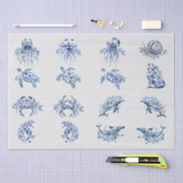 Individual Vintage Inspired Blue White Delft Seidenpapier