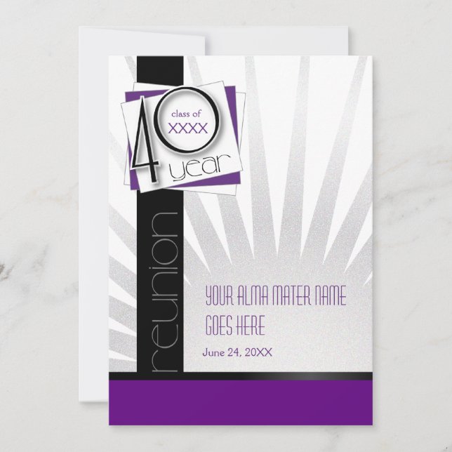 Individualisierbare 40-Jahres-Wiedersehen Einladung (Vorderseite)