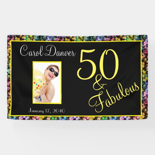 Individualisierbare 50 Jahre und fabelhafte Regenb Banner (Horizontal)