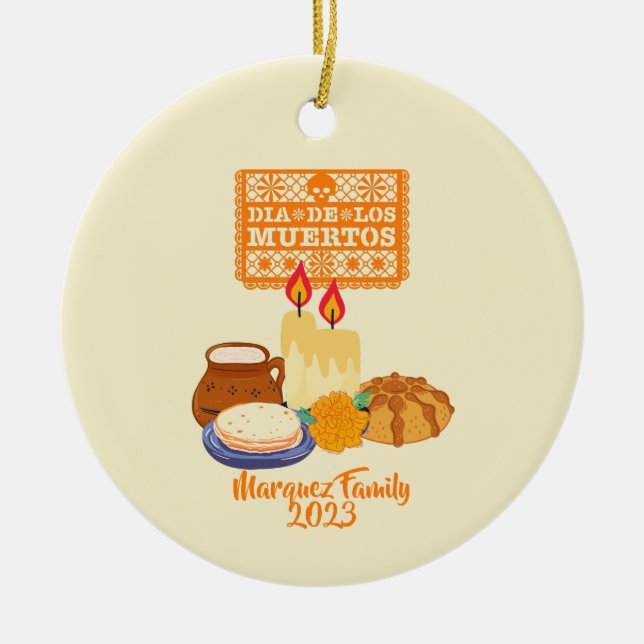 Individualisierbare Dia De Los Muertos Celebration Keramik Ornament (Vorne)