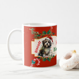 Individualisierbare Feliz Navidog Weihnachten Kaffeetasse