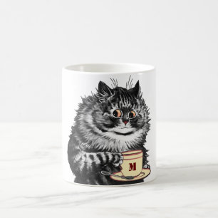 Individualisierbare Initial-, Kaffee Lover Cat, Lo Kaffeetasse