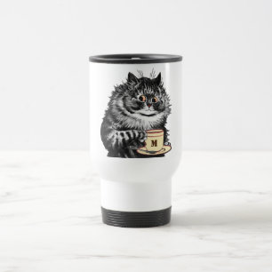 Individualisierbare Initial-, Kaffee Lover Cat, Lo Reisebecher