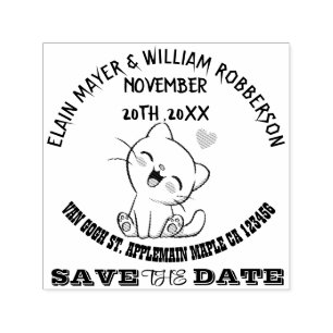Individualisierbare Niedliche Katze Save the Date Permastempel