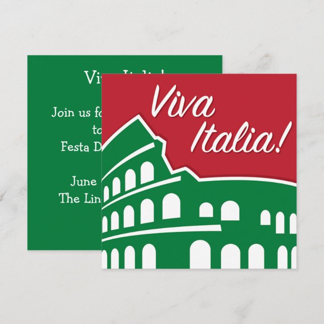 Individualisierbare Viva Italia Patriotic Italien Einladung (Vorne/Hinten)