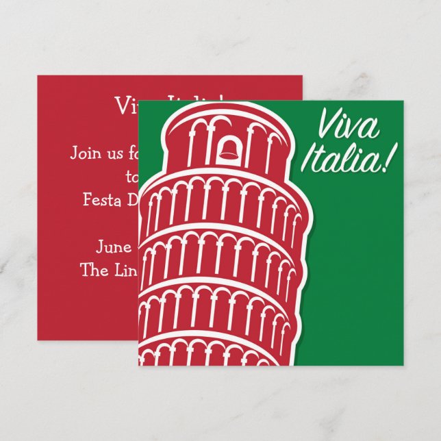 Individualisierbare Viva Italia Patriotic Italien Einladung (Vorne/Hinten)