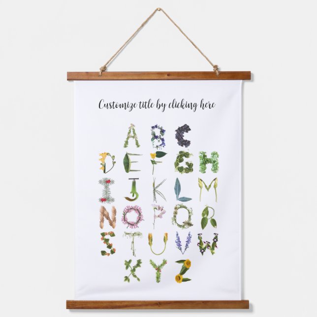 Individualisierbare Waldlandschaft Alphabet Hangin Wandteppich Mit Holzrahmen (Vorderseite)