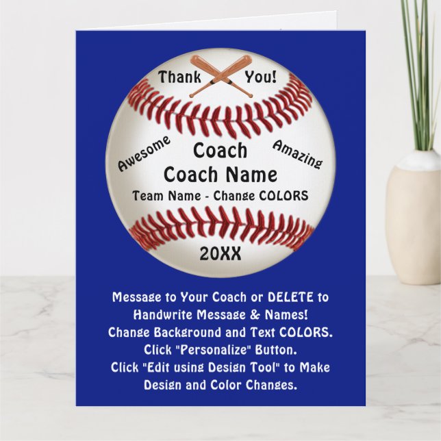 Individualisierbarer Baseball-Coach Dankeschön-Kar Karte (Vorderseite)