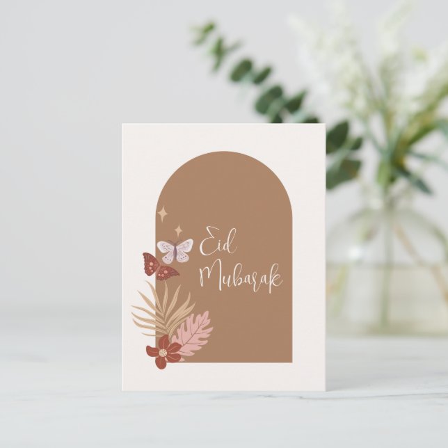 Individualisierbarer Boho Islamischer Eid Mubarak Feiertagspostkarte (Stehend Vorderseite)