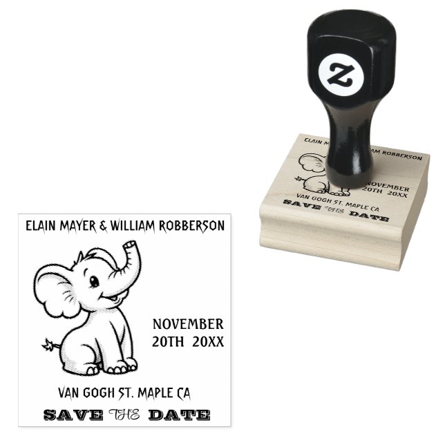 Individualisierbarer Niedlicher Elefant Save the D Gummistempel (Stempel)