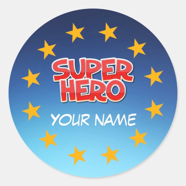 Individualisierbarer Superheld Runder Aufkleber (Vorderseite)