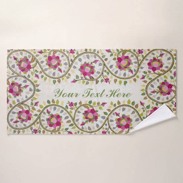 Individualisierbarer Text, Peonies Pattern, Willia Badehandtuch (Badehandtuch)