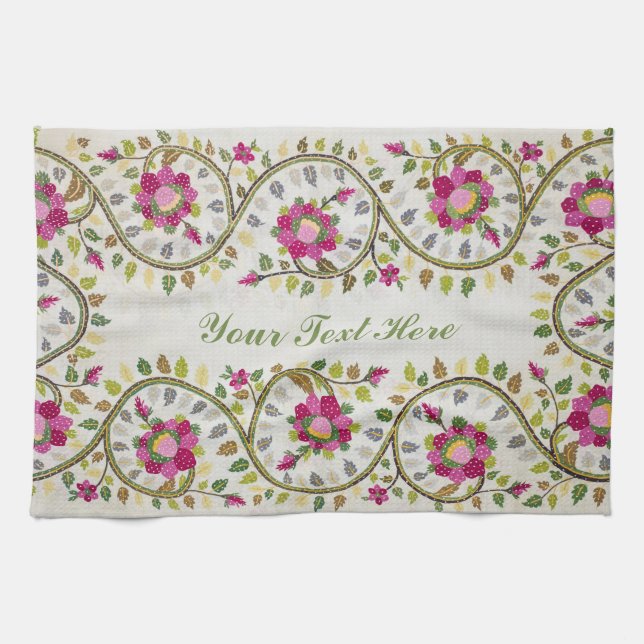 Individualisierbarer Text, Peonies Pattern, Willia Geschirrtuch (Horizontal)