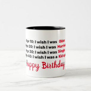 Individualisierbares Alter 40 Tasse, 40. Zweifarbige Tasse