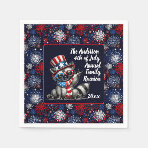 Individualisierbares Patriotisches Raccoon 4. Juli Serviette
