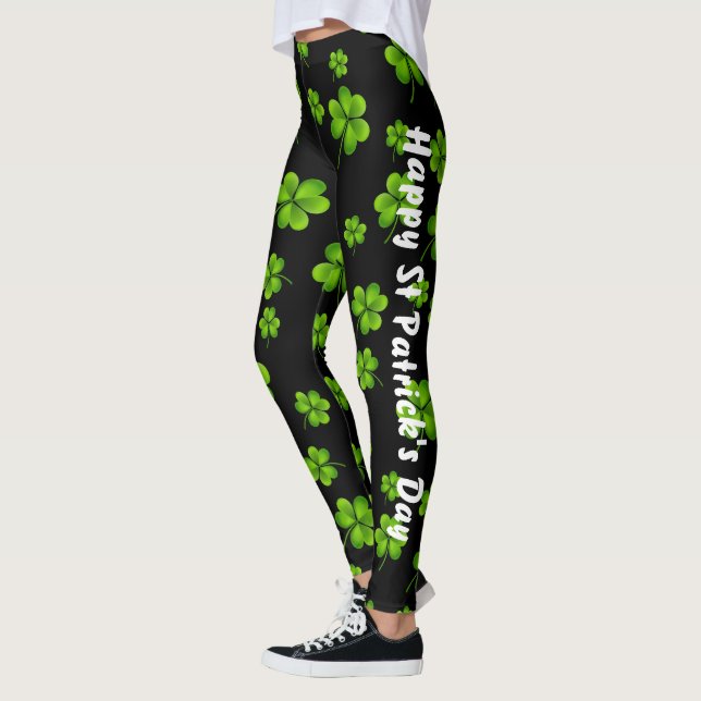 Individualisierbares St. Patrick's Day Kleeblatt Leggings (Links)