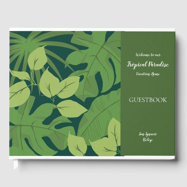 Individualisierbares Tropical Zuhause Guestbook Gästebuch (Vorderseite)